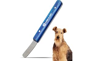 FLAMIA & JABZ Stripping Metal Stone Diamond Edged for Dogs, Cats & Pets with Wooden Grip (Fine)