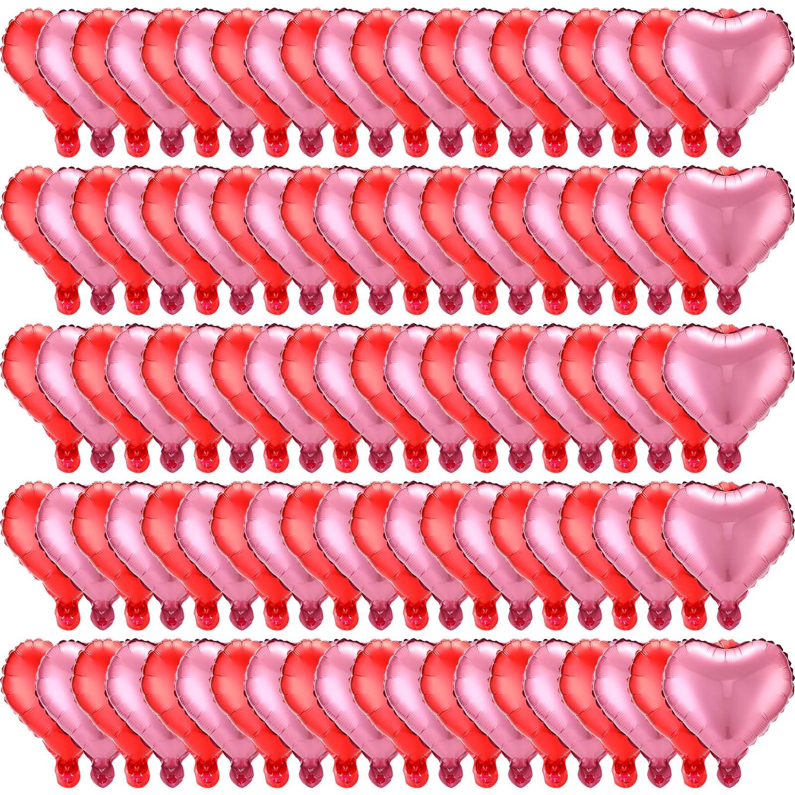 Photo 1 of 100 Pcs 10 Inch Heart Foil Balloons Valentine's Day Balloons Large Heart Shaped Balloons Romantic Love Balloon for Valentine's Day Wedding Proposal Birthday Party Room Decorations (Pink,Red)