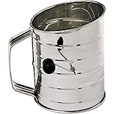 Norpro 3-Cup Stainless Steel Rotary Hand Crank Flour Sifter With 2 Wire Agitator