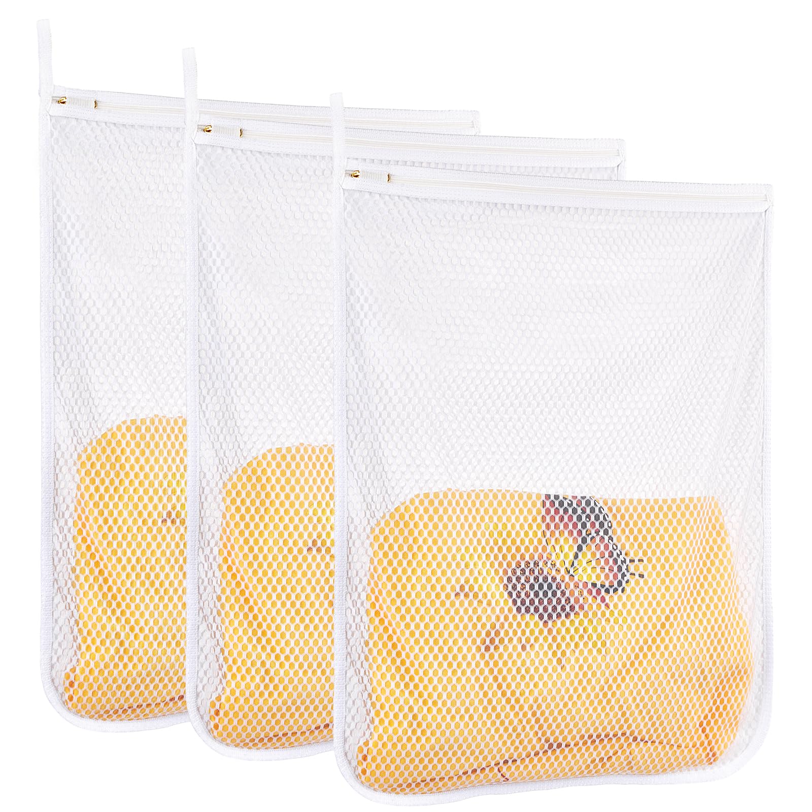 Photo 1 of 3 pcs Durable Honeycomb Mesh Laundry Bags for Delicates 16" x 19" (3 Large)