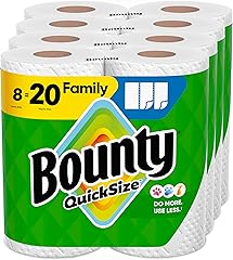 Bounty Quick Size Paper Towels, White, 8 Family Rolls = 20 Regular Rolls (Packaging May Vary)