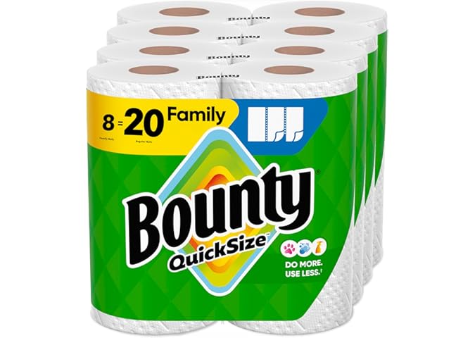 Bounty Quick Size Paper Towels, White, 8 Family...