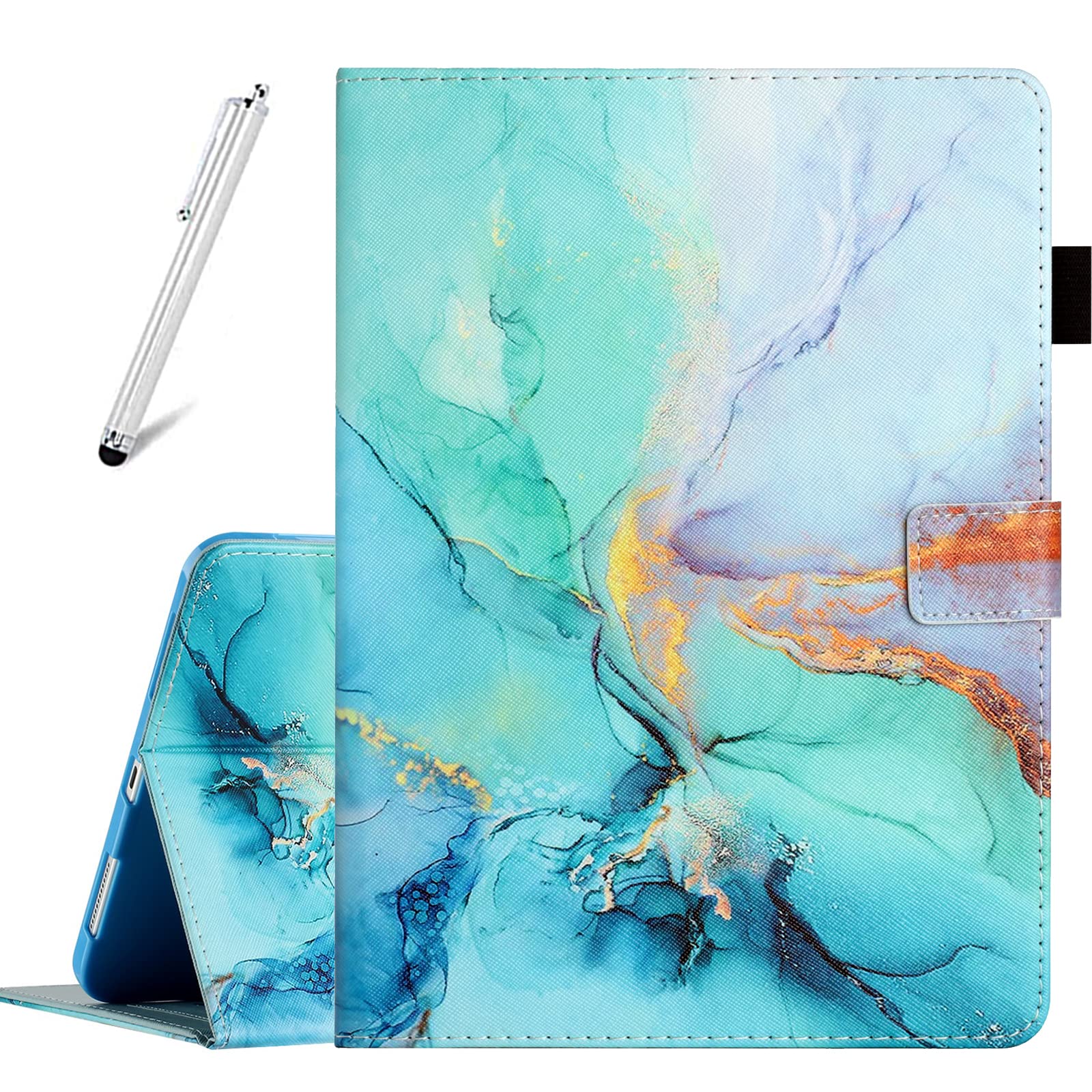 Fancity for iPad (A16) 11th Generation 11 Inch 2025, iPad 10th Generation 10.9 inch 2022, PU Leather Case with Kickstand Pencil Holder, Magnectic Cover with Smart Auto Wake/Sleep, Marble Mint