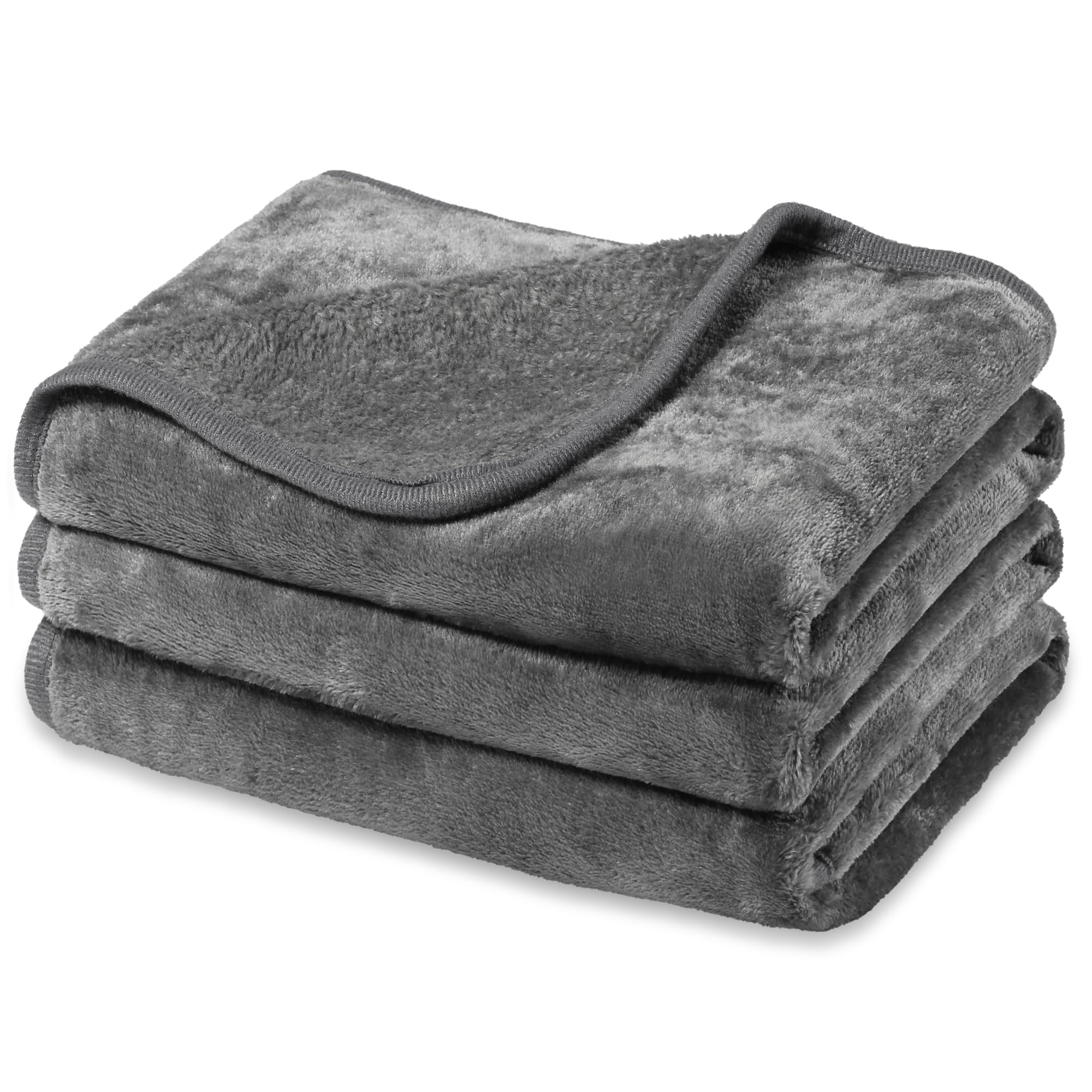 Baodan Dog Blankets Washable Soft Fleece, 152x100 cm Puppy Blankets for Medium Large Dogs and Cats, Cozy and Warm Pet Throw Blanket - Dark Grey