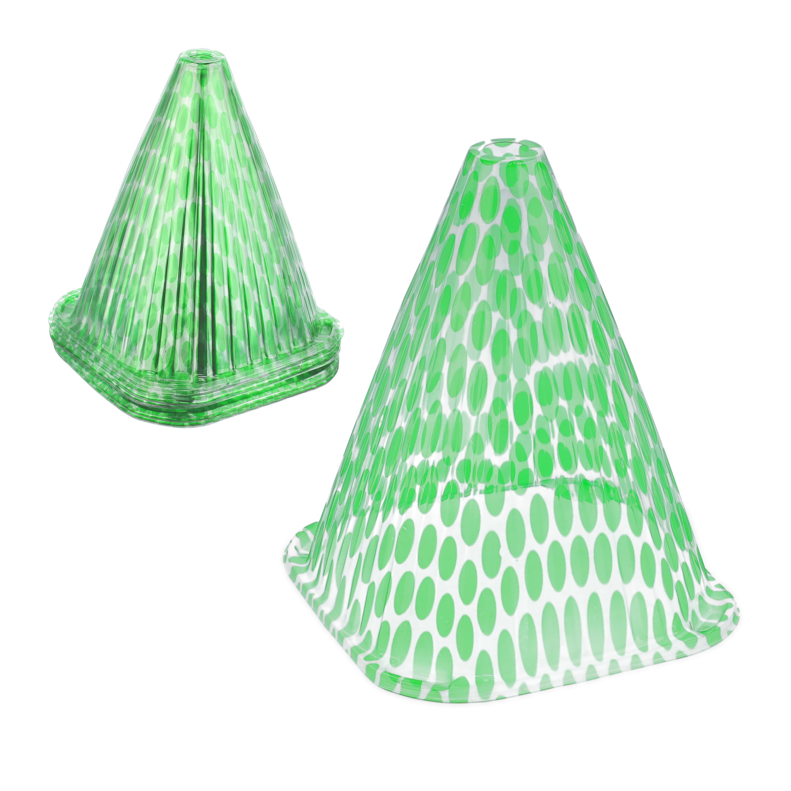 Relaxdays Plant Cover, Set of 24, Snail and Frost Protection, Greenhouse Cones, PVC, HWD: 22 x 19 x 19 cm, Dotted Green