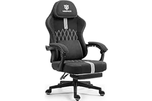 MEENICE Gaming Chair with Footrest and Pocket Spring Cushion,Big and tall Fabric game chair with Cooling Gel and Massage Lumbar,Adjustable High Back Ergonomic Computer Chair for Adults-Supports up to 300LBS ﻿