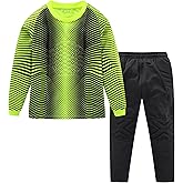 LUCKYLUAN Boys Padded Goalkeeper Soccer Jersey and Pants Long Sleeve Goalie Uniform Kit for Kids and Youth