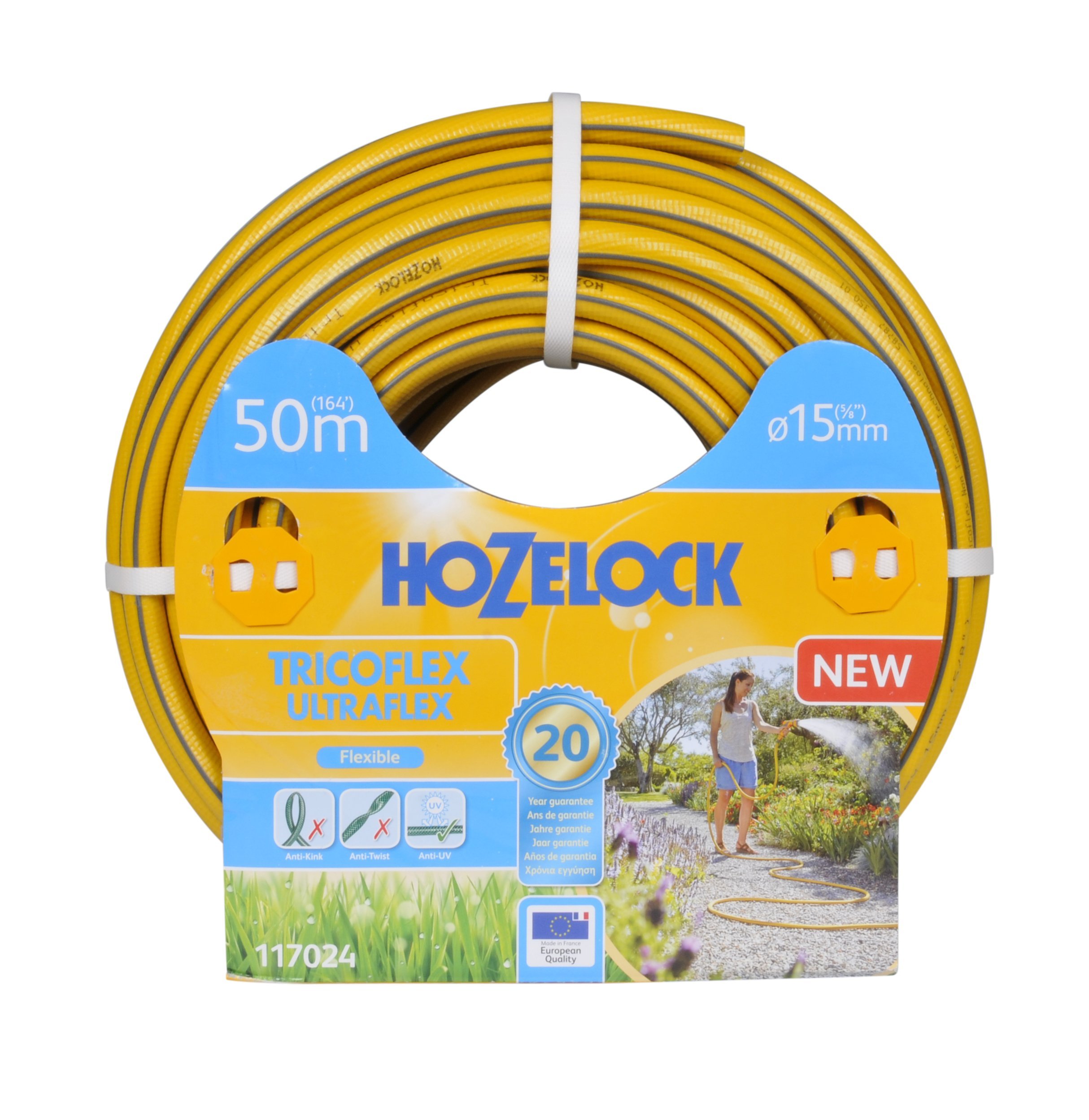 Hozelock Tricoflex Ultraflex Hose, Yellow, 15 mm x 50 m