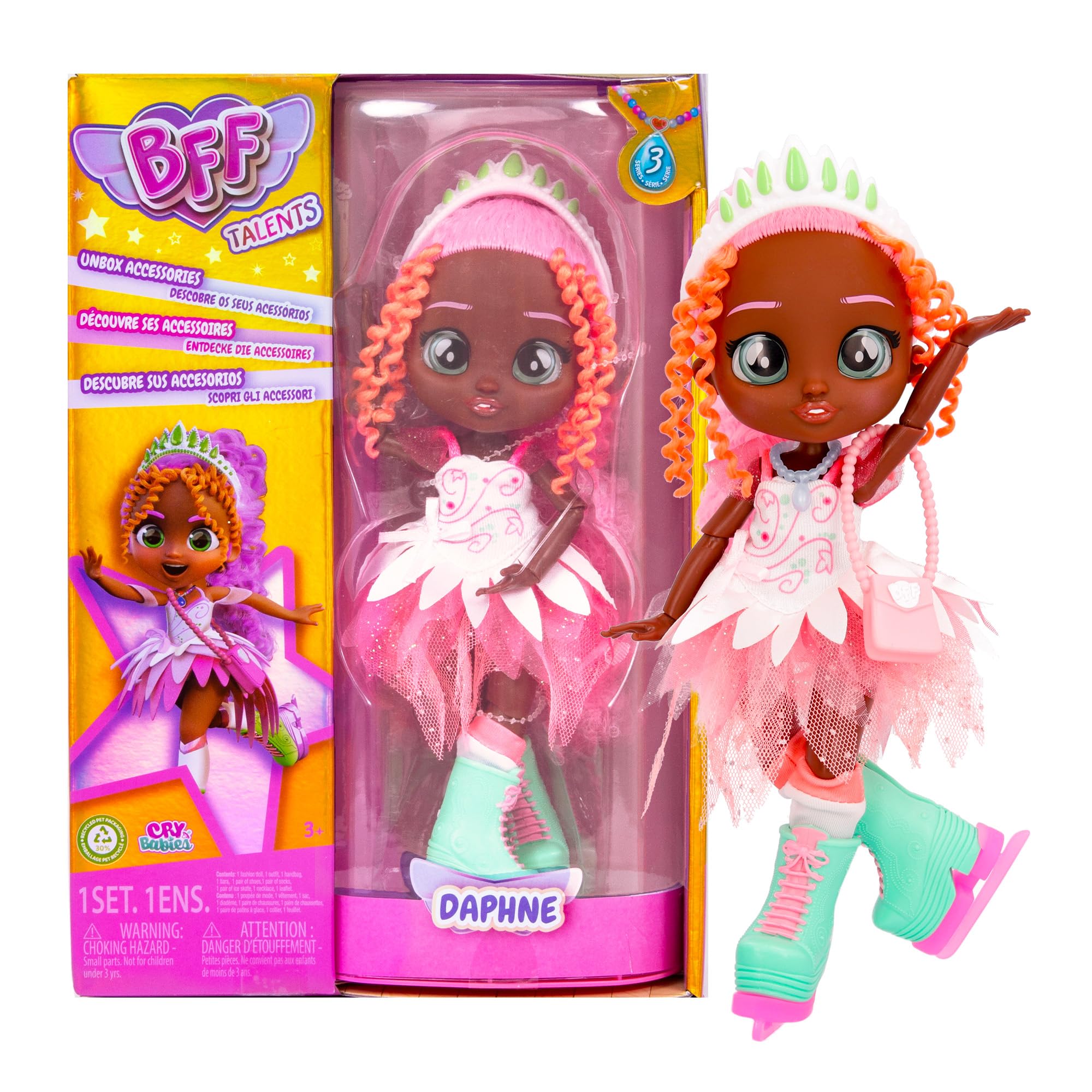 BFF by Cry Babies Daphne - Collectible Fashion Doll with Long Hair, Fabric Clothes and 9 Accessories-Gift Toy for Girls and Boys +3 Years