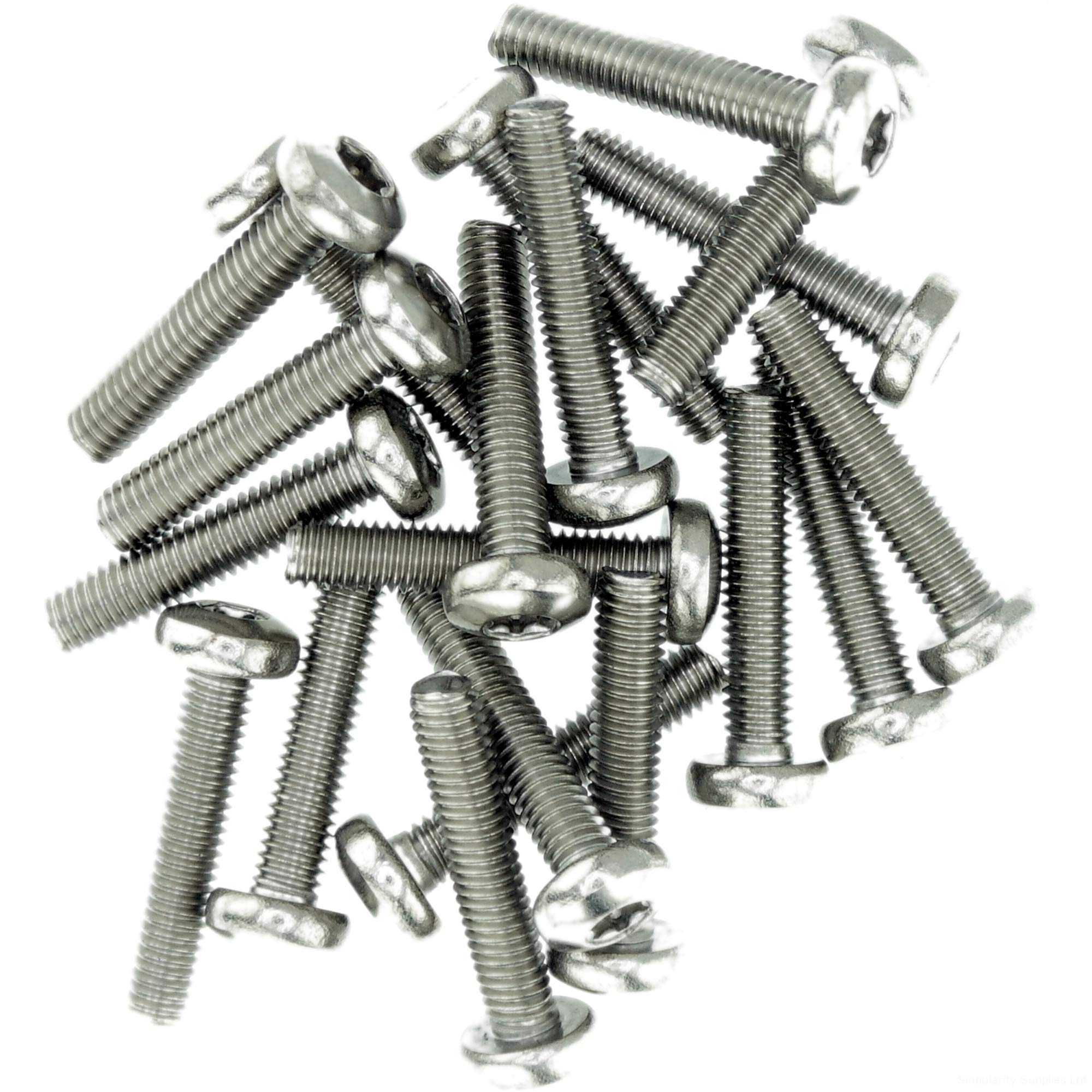 M6 (6mm x 25mm) TX Pan Thread Rolling Screw - Stainless Steel (A2) (Pack of 20)