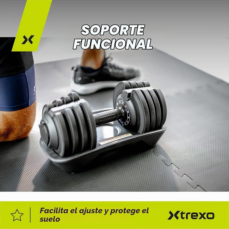 Mancuerna ajustable de 18 kg, regulación del peso con botón giratorio, pesas de hierro para entrenamiento de fuerza, mancuernas ajustables con mango ergonómico antideslizante