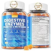 1Pack Digestive Enzymes with Probiotic Gummies, Multivitamins, Calcium, Magnesium - All 24 Essential Chewable Multi Enzymes - Papaya, Lipase, Amylase, Bromelain - Breaking Down Carbs, Proteins, Fats