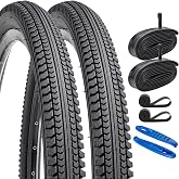 27.5 x 2.40/60-584 Road Bike Tires and 27.5 Bike Tubes Schrader Valve-2PCS | 27.5" Bicycle tires and Tubes-2 Rim Strips and Tire Levers for 27.5x2.35/2.40 Tire, fit Street, City Commuter Bikes (Y-1288)
