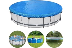 SIHAIAN 12 FT Pool Cover Winter Round Pool Cover Solar Covers for above Ground Pools Round Pool Weather Cover Easy Installation Pool Cover Ideal for Waterproof and Dustproof (Blue)