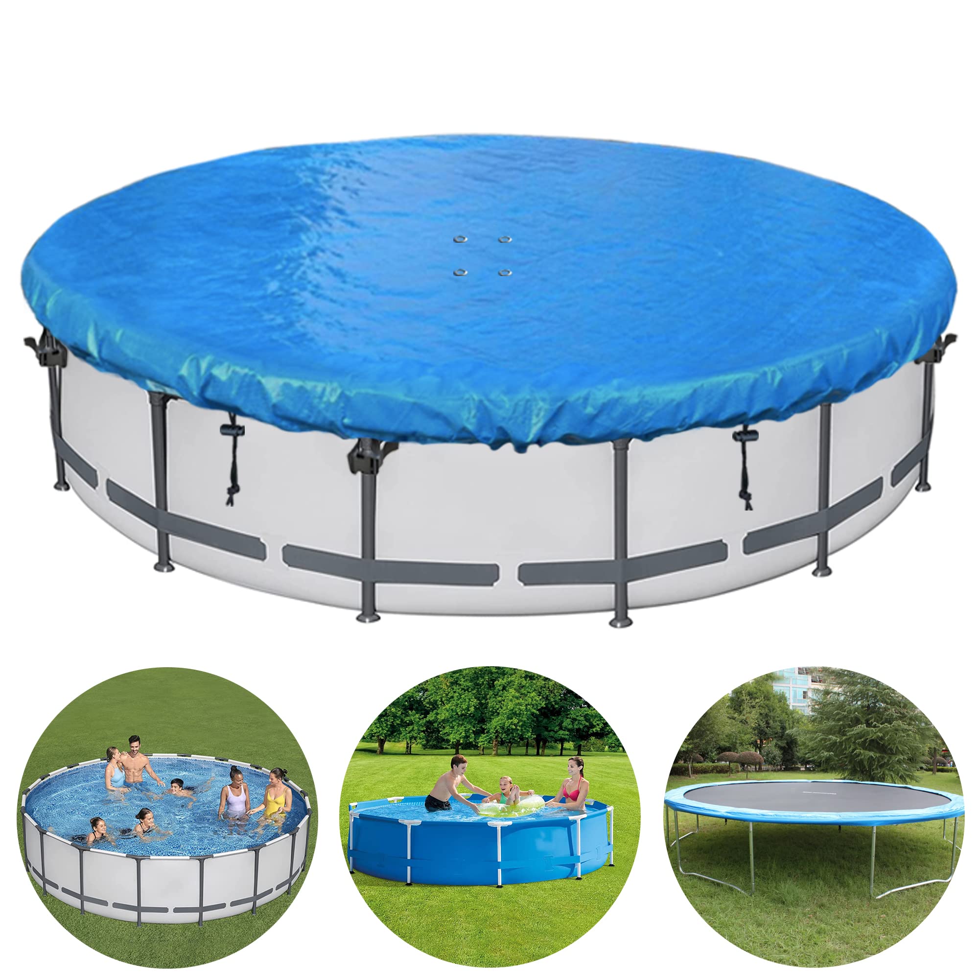 Photo 1 of SIHAIAN 12 FT Pool Cover Winter Round Pool Cover Solar Covers for Above Ground Pools Round Pool Weather Cover Easy Installation Pool Cover Ideal for Waterproof and Dustproof (Blue)