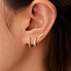 Inerney Gold Huggie Hoop Earrings Set for