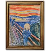 Gold Framed The Scream by Edvard Munch Abstract Poster Wall Art Vintage Classic Famous Oil Paintings Reproduction Expressionist Artwork Creepy Picture Canvas Print for Bedroom Home Decor 12x16inch