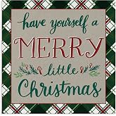 Merry Little Christmas Plaid, 17 x 17 Inch Canvas Wall Art | Stupell Industries · By Amanda McGee · Ready to hang · Holiday gift for any room · Made in USA