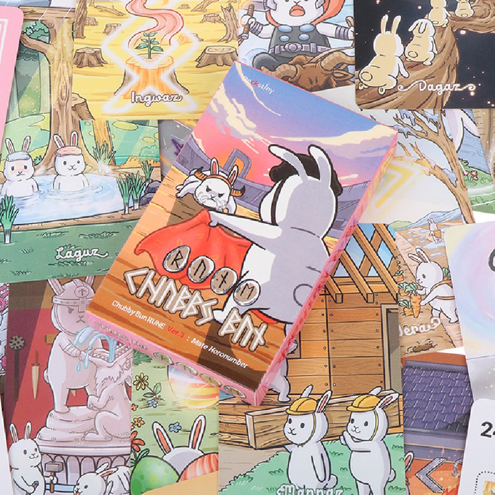 mrdiyshisha 24pcs Chubby Bun Rune 3rd Edition - Elder Futhark with 2 Special Cards