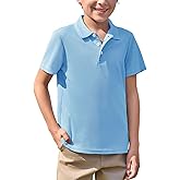 Haloumoning Boys Short Sleeve Polo Shirt Kids Collared School Uniform Shirts 5-14 Years