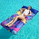 SLOOSH Inflatable Pool Floats Lounger - XL Fabric Covered Pool Mat Floaties for Adults, Ultra Comfort Water Floating Lounger with Headrest for Beach Lake Swimming Pool Float Raft 72"X35.7"