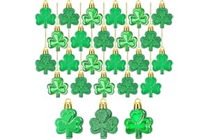 HFATMOS 30 Pcs St Patrick's Day Decorations Shamrocks Ornaments Set Hanging Pendant for Key Chain Green Tree Lucky Day Party Home Table Festival Decor, 3 Assort Styles