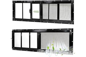 Yuzzy Shed Windows 2 Pack, 10"x29" Sliding Windows Transom Window with Tempered Glass and Removable Fiberglass Screen for She