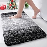 Arotive Microfiber Bathroom Rugs, Shaggy Soft and Absorbent Bath Rug, Non-Slip, Thick Plush Machine Washable Dry Bath Mats for Bathroom, Tub and Shower, 24x16, Black, Rectangular