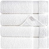 Quick-Dry, Soft & High Absorbent Bath Towels 27"x54" Cotton Turkish Bath Towel Set of 4 | Daily Use 100% Cotton Towels for Bathroom, Gym & More | Bathroom Towels Set (4 Pcs, White)