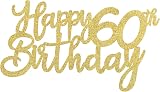 n&a 3pc Gold 60th Birthday Cake Topper Happy 60 Party Decoration view 4