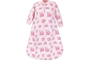 Hudson Baby Unisex Baby Premium Quilted Long Sleeve Sleeping Bag and Wearable Blanket, Pink Navy Floral, 12-18 Months