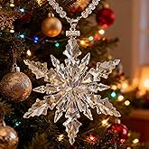 2025 Christmas Ornaments Crystal Snowflake Ornament for Christmas Tree Hanging Pendant Sun Catcher Home Decor (Clear)