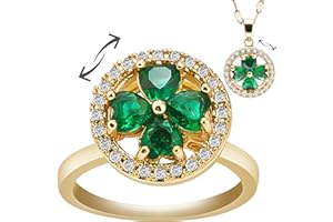 CHEERELAX Fidget Necklace Anxiety Rings for Women Four-Leaf Clover Fidget Rings, Gold Color Worry Rings for Anxiety, Stainless Steel Fidget Jewelry for Women, Adult Fidgets for Anxiety and Stress