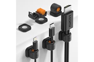 6 Pack Sinjimoru Magnetic Cable Clips, Compact Size Cord Organizer & Cable Management for Desk, Nightstand & Car, Fits up to 
