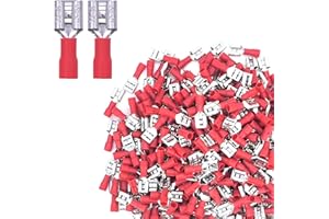 ATMLCOER 200Pcs Quick Disconnects Vinyl Insulated Female Spade Wire Connectors, 22-16 AWG-6.3mm 1/4" Electrical Crimp Terminal