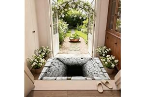 Mazulora 3D Optical Illusion Rug - Vortex & Bottomless Hole Design Non-Slip Doormat | Indoor/Outdoor Use for Entrance, Living
