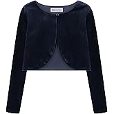 BOLEROSE Girls Long Sleeve Velvet Childrens Kids Sweater Bolero Shrug