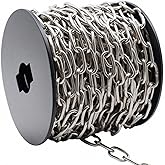 50ft Stainless Steel Chain, 2mm Hanging Chain,Jack Chain,304 Stainless Steel Metal Chains are Customizable for Hanging Bird Feeders/Dog Leashes/Signs & DIY Projects(2mm with Spool)