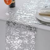 Snowkingdom Silver Metallic Glitter Table Runner 11x108 2 PCS Modern Chic view 3