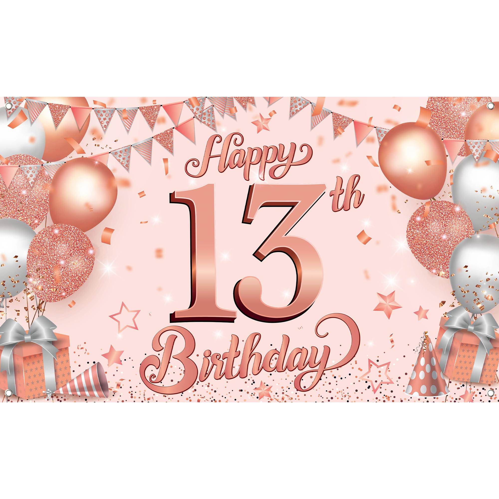 13. Geburtstag Dekoration-Set – Banner, Wimpelkette & Wirbel In Roségold, Für Mädchen-Party, DIY-Deko