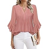 Timeson Women's 3/4 Sleeve Dressy Casual Top