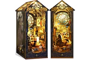 Quanquer DIY Book Nook Kit, 3D Wooden Miniature Puzzles with LED Light Dollhouse Model Craft Kits for Adults Ideal Bookshelf Insert Decor Birthday Gifts for Boys Girls (Detective Famous Agency)