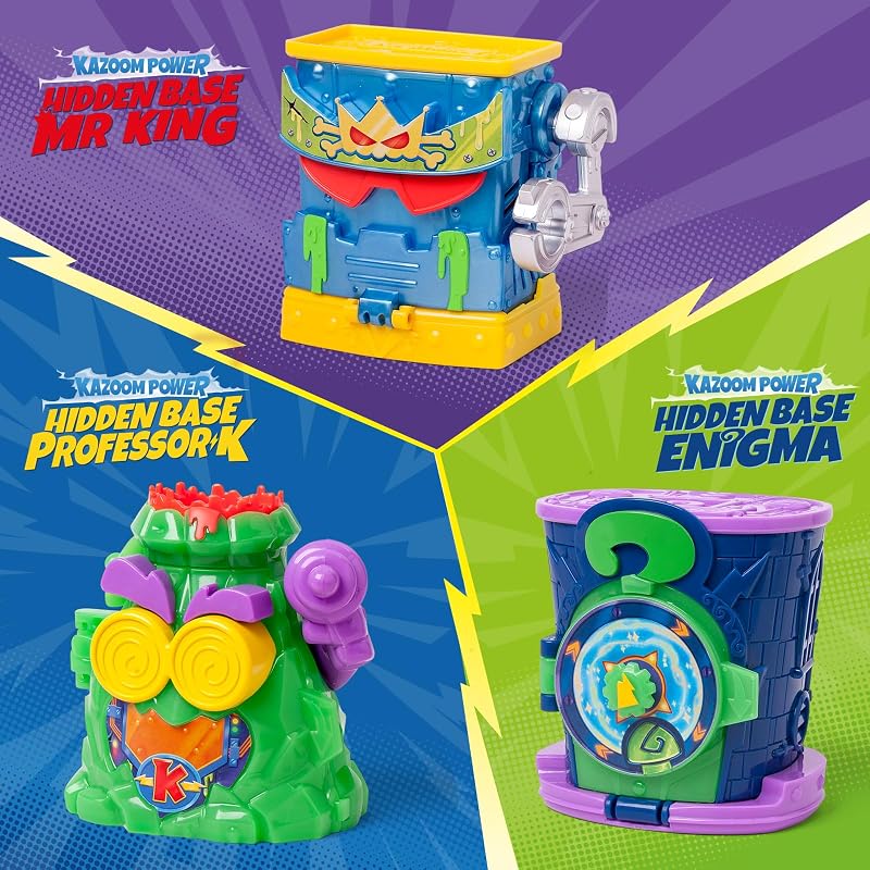SUPERTHINGS KAZOOM Power – Hidden Base Mr. King. Tana di Mr. King della serie TV di Clan "Kazoom Power". Contiene 1 Base Hiddden, 1 Mr King Esclusivo, 1 Rum Esclusivo