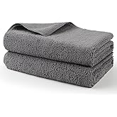 HOMEXCEL Professional Large Microfiber Car Drying Towels 2 Pack, Lint Free, Scratch Free, Highly Absorbent Drying Towel for Cars, SUVs, RVs, Trucks, and Boats,31" x 24",Grey