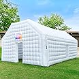 Large White Inflatable Nightclub 30x20x13Ft Disco Cube Gazebo Event House with Logo Area Portable Inflatable Party Tent for Birthday, School Events, Backyard Party, Rental Business