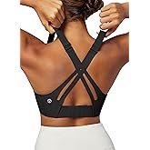 Heathyoga Medium-High Support Sports Bras for Women Molded Cup Adjustable Strappy Sports Bra Supportive Bras for Yoga