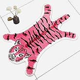 Tiger Shaped Rug Bath Mat Pink Tiger Bathroom Rugs Non-Slip Door Mat Animals Printed Carpet Small Home Decor Mat Playmat Bath Room Shower Rug, 33.5x21.6inch