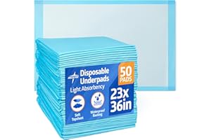 Medline Light Absorbency Underpad, 23" x 36", 50 Count, Disposable Bed, Furniture & Surface Protection, For Kids, Adults, Elderly, Puppy Pad, Changing Pad, Incontinence Pee Pad, Chucks