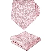Alizeal Mens 3.15inches Light Color Rustic Tie with Flower Printed Handkerchief