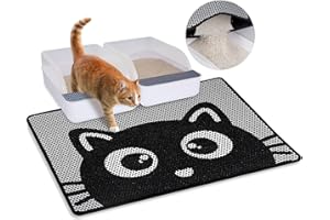 Bienbee Cat Litter Mat, 30"x24" Litter Mat Double Layer Litter Trapping Mat, Reduces Tracking and Keeps Floors Clean, Black Cat L